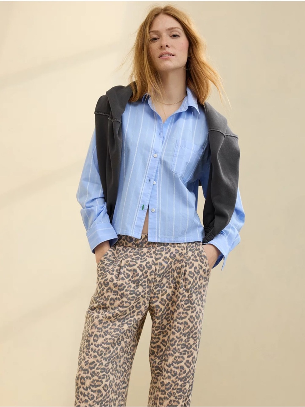 Aerie Poplin Striped Button Up Shirt - Picture 3 of 9